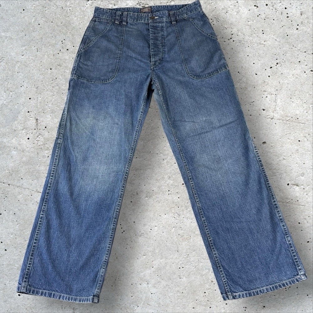 Vintage Polo Ralph Lauren Denim Fatigue Pants Blue Jeans 36x32 Dungarees 90s - Picture 2 of 7